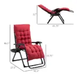 Padded Zero Gravity Chair, Folding Recliner Chair with Cup Holder Cushion, Red - Image 3