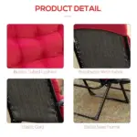 Padded Zero Gravity Chair, Folding Recliner Chair with Cup Holder Cushion, Red - Image 7