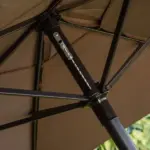 Outsunny Patio Bar Set 4 Piece Black for 2 Adjustable Tilt Umbrella Folding Chairs Glass Table - Image 9