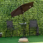 Outsunny Patio Bar Set 4 Piece Black for 2 Adjustable Tilt Umbrella Folding Chairs Glass Table - Image 10