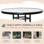 Outsunny Patio Bar Set for 2 with 6 Adjustable Tilt Umbrella Brown Outdoor Bistro Set Folding Chairs - Image 4