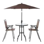 Outsunny Patio Bar Set for 2 with 6 Adjustable Tilt Umbrella Brown Outdoor Bistro Set Folding Chairs - Image 7