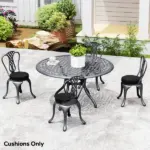 Outsunny Patio Chair Cushions Set of 4 Round Seat Cushions for Dining Bistro Chairs Machine Washable, 15" x 15" x 3", Black - Image 10