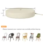 Outsunny Patio Chair Cushions Set of 4 Round Seat Cushions for Dining Bistro Chairs Machine Washable, 15" x 15" x 3", Cream White - Image 3
