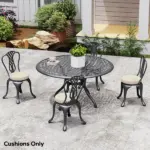 Outsunny Patio Chair Cushions Set of 4 Round Seat Cushions for Dining Bistro Chairs Machine Washable, 15" x 15" x 3", Cream White - Image 10