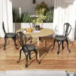 Outsunny Patio Chair Cushions Set of 4 Round Seat Cushions for Dining Bistro Chairs Machine Washable, 15" x 15" x 3", Dark Gray - Image 2