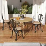 Outsunny Patio Chair Cushions Set of 4 Round Seat Cushions for Dining Bistro Chairs Machine Washable, 15" x 15" x 3", Khaki - Image 2