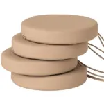 Outsunny Patio Chair Cushions Set of 4 Round Seat Cushions for Dining Bistro Chairs Machine Washable, 15" x 15" x 3", Khaki