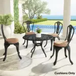 Outsunny Patio Chair Cushions Set of 4 Round Seat Cushions for Dining Bistro Chairs Machine Washable, 15" x 15" x 3", Khaki - Image 8