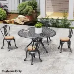 Outsunny Patio Chair Cushions Set of 4 Round Seat Cushions for Dining Bistro Chairs Machine Washable, 15" x 15" x 3", Khaki - Image 10