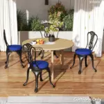 Outsunny Patio Chair Cushions Set of 4 Round Seat Cushions for Dining Bistro Chairs Machine Washable, 15" x 15" x 3", Navy Blue - Image 2