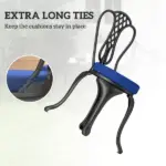 Outsunny Patio Chair Cushions Set of 4 Round Seat Cushions for Dining Bistro Chairs Machine Washable, 15" x 15" x 3", Navy Blue - Image 5