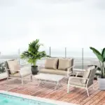 Patio Conversational Bliss: 4-Piece Wicker Loveseat Set with Coffee Table, Beige | Intimate Outdoor Lounge - Image 2