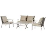 Patio Conversational Bliss: 4-Piece Wicker Loveseat Set with Coffee Table, Beige | Intimate Outdoor Lounge - Image 11