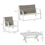 Patio Conversational Bliss: 4-Piece Wicker Loveseat Set with Coffee Table, Beige | Intimate Outdoor Lounge - Image 3