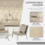 Patio Conversational Bliss: 4-Piece Wicker Loveseat Set with Coffee Table, Beige | Intimate Outdoor Lounge - Image 5