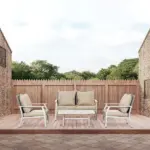 Patio Conversational Bliss: 4-Piece Wicker Loveseat Set with Coffee Table, Beige | Intimate Outdoor Lounge - Image 10