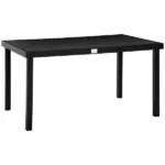Patio Dining Table for 6, Rectangular Aluminum Outdoor Table for Garden Lawn Backyard, Black