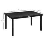 Patio Dining Table for 6, Rectangular Aluminum Outdoor Table for Garden Lawn Backyard, Black - Image 3