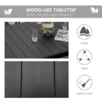 Patio Dining Table for 6, Rectangular Aluminum Outdoor Table for Garden Lawn Backyard, Black - Image 4