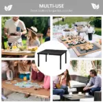 Patio Dining Table for 6, Rectangular Aluminum Outdoor Table for Garden Lawn Backyard, Black - Image 6