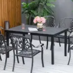 Patio Dining Table for 6, Rectangular Aluminum Outdoor Table for Garden Lawn Backyard, Black - Image 10
