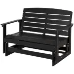 Patio Glider Bench HDPE Slatted Double Rocking Chair Outdoor Seating in Sleek Black