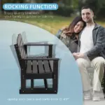 Patio Glider Bench HDPE Slatted Double Rocking Chair Outdoor Seating in Sleek Black - Image 5