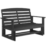 Outsunny Patio Glider Bench with HDPE Slatted Double Rocking Chair, Distressed Black