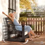 Outsunny Patio Glider Bench with HDPE Slatted Double Rocking Chair, Distressed Black - Image 4