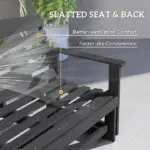 Outsunny Patio Glider Bench with HDPE Slatted Double Rocking Chair, Distressed Black - Image 7