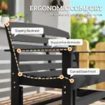 Outsunny Patio Glider Bench with HDPE Slatted Double Rocking Chair, Distressed Black - Image 8
