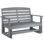 Patio Glider Bench with HDPE Slatted Double Rocking Chair, Distressed Gray - Image 11
