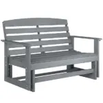 Patio Glider Bench with HDPE Slatted Double Rocking Chair, Distressed Gray