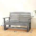 Patio Glider Bench with HDPE Slatted Double Rocking Chair, Distressed Gray - Image 3