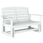 Patio Glider Bench with HDPE Slatted Double Rocking Chair, Distressed White