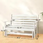 Patio Glider Bench with HDPE Slatted Double Rocking Chair, Distressed White - Image 3