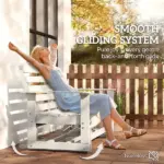 Patio Glider Bench with HDPE Slatted Double Rocking Chair, Distressed White - Image 4