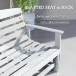 Patio Glider Bench with HDPE Slatted Double Rocking Chair, Distressed White - Image 7