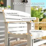 Patio Glider Bench with HDPE Slatted Double Rocking Chair, Distressed White - Image 8