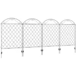 Outsunny Patio Perimeter: 11.5 Inch Metal Garden Fence 4-Pack, Decorative Rust-Resistant Border