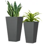 Patio Planters 2 Piece MgO Flower Receptacles with Drainage for Lush Outdoor Decor Gray - Image 11