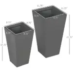 Patio Planters 2 Piece MgO Flower Receptacles with Drainage for Lush Outdoor Decor Gray - Image 3