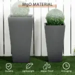 Patio Planters 2 Piece MgO Flower Receptacles with Drainage for Lush Outdoor Decor Gray - Image 5