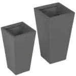 Patio Planters 2 Piece MgO Flower Receptacles with Drainage for Lush Outdoor Decor Gray - Image 9