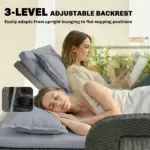 Patio Rattan Daybed, Wicker Outdoor Daybed with Storage Ottoman, Loveseat w/ Adjustable Backrest, Side Tables, Gray - Image 5