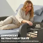 Patio Rattan Daybed, Wicker Outdoor Daybed with Storage Ottoman, Loveseat w/ Adjustable Backrest, Side Tables, Gray - Image 9