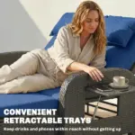 Patio Rattan Daybed, Wicker Outdoor Daybed with Storage Ottoman, Loveseat w/ Adjustable Backrest, Side Tables, Navy Blue - Image 9