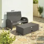 Patio Rattan Daybed, Wicker Outdoor Daybed with Storage Ottoman, Loveseat with Adjustable Backrest, Side Tables, Beige - Image 3
