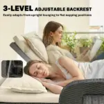 Patio Rattan Daybed, Wicker Outdoor Daybed with Storage Ottoman, Loveseat with Adjustable Backrest, Side Tables, Beige - Image 5